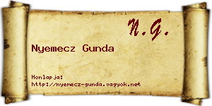 Nyemecz Gunda névjegykártya